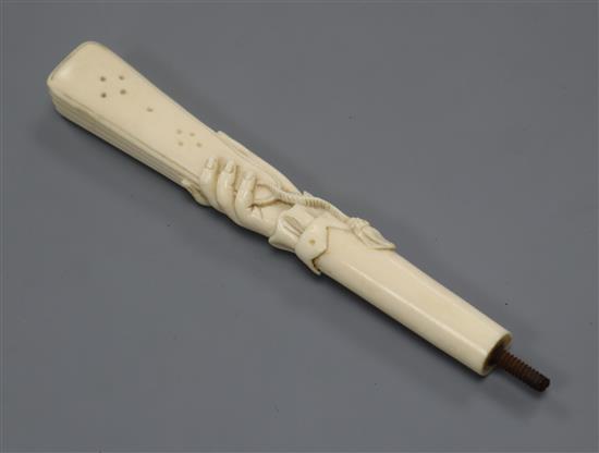 A Victorian ivory parasol handle